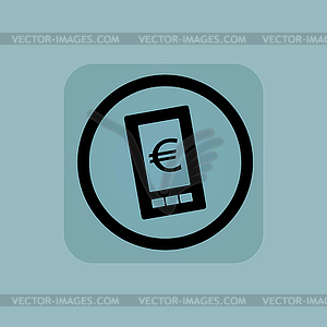 Pale blue euro screen sign - vector clip art