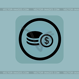 Pale blue dollar rouleau sign - vector image