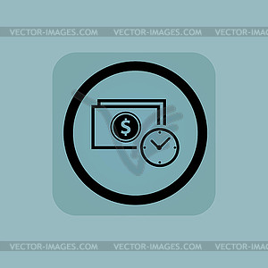 Pale blue dollar time sign - color vector clipart