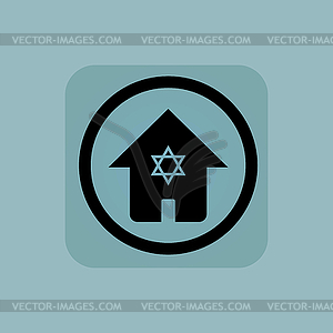 Pale blue jewish house sign - vector image