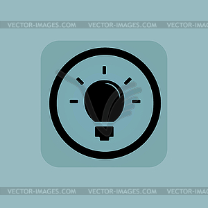 Pale blue light bulb sign - vector image