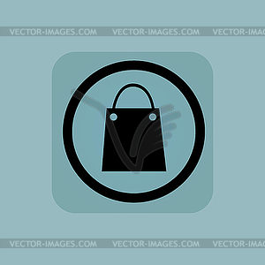 Pale blue shopping bag sign - color vector clipart