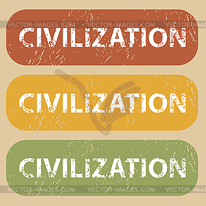 Vintage CIVILIZATION stamp set - vector image