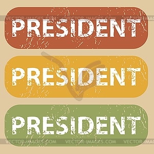 Vintage PRESIDENT stamp set - vector EPS clipart