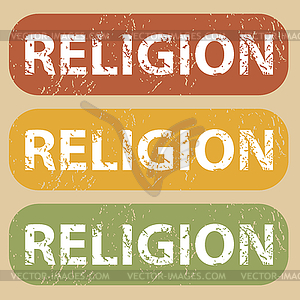 Vintage RELIGION stamp set - vector clipart