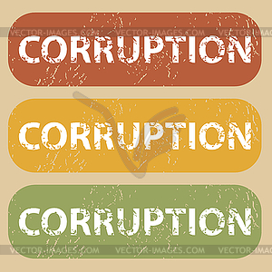 Vintage CORRUPTION stamp set - vector image