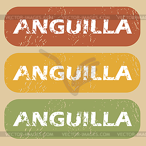 Vintage Anguilla stamp set - vector clipart