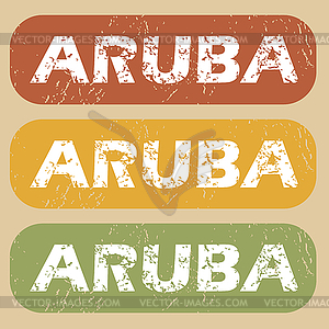 Vintage Aruba stamp set - vector image