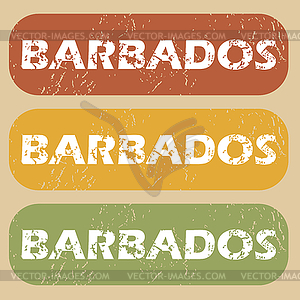 Vintage Barbados stamp set - vector image