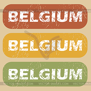 Vintage Belgium stamp set - vector clipart