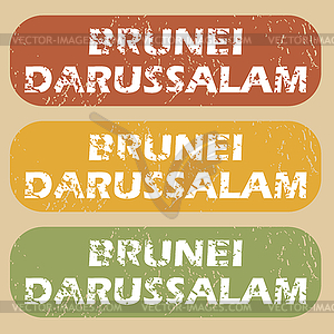 Vintage Brunei Darussalam stamp set - vector image