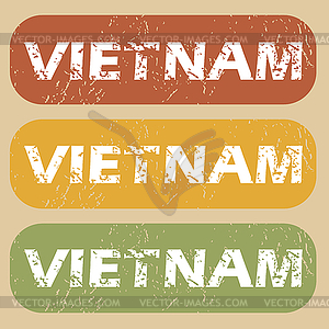 Vintage Vietnam stamp set - vector clipart