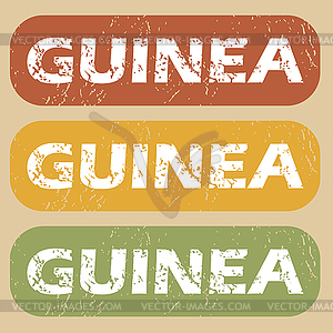 Vintage Guinea stamp set - stock vector clipart