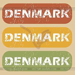 Vintage Denmark stamp set - color vector clipart