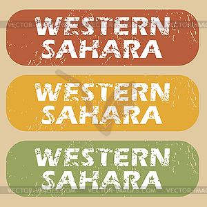 Vintage Western Sahara stamp set - vector clipart