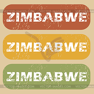 Vintage Zimbabwe stamp set - vector clip art