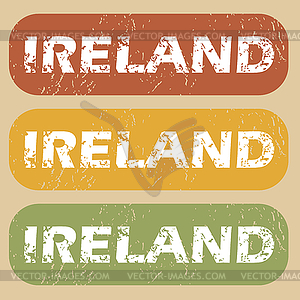 Vintage Ireland stamp set - vector clip art