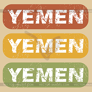 Vintage Yemen stamp set - vector clipart