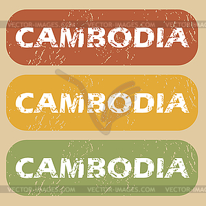 Vintage Cambodia stamp set - vector clipart