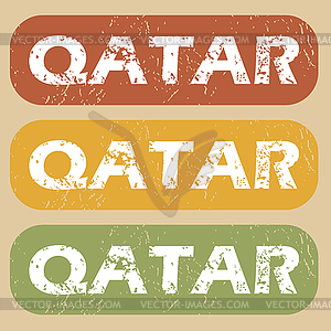 Vintage Qatar stamp set - vector image