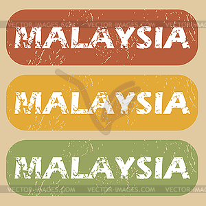 Vintage Malaysia stamp set - vector clipart