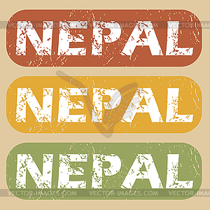 Vintage Nepal stamp set - vector clip art