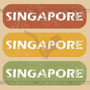 Vintage Singapore stamp set - royalty-free vector clipart