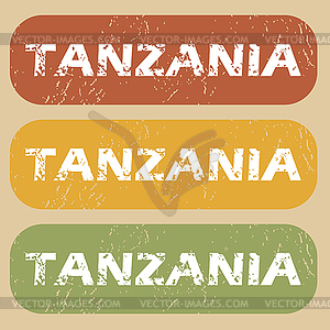 Vintage Tanzania stamp set - vector clipart