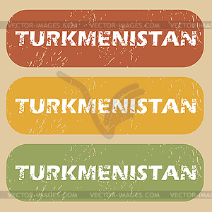 Vintage Turkmenistan stamp set - color vector clipart