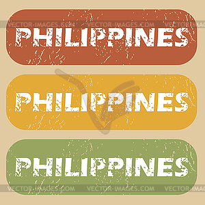 Vintage Philippines stamp set - vector clip art