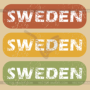 Vintage Sweden stamp set - vector clip art