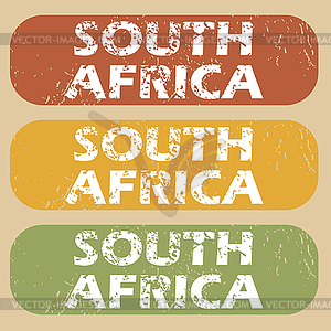 Vintage South Africa stamp set - vector clipart