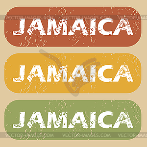 Vintage Jamaica stamp set - vector clip art