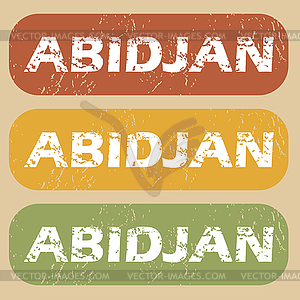 Vintage Abidjan stamp set - vector image