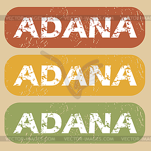 Vintage Adana stamp set - vector image