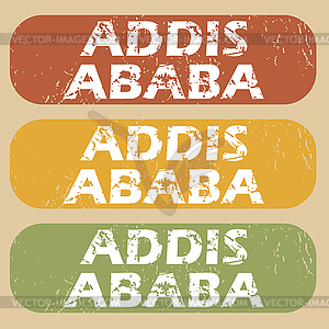 Vintage Addis Ababa stamp set - vector clipart