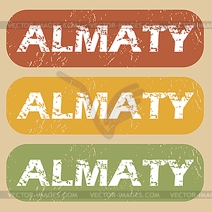 Vintage Almaty stamp set - vector clipart