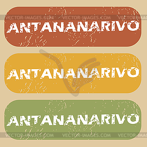 Vintage Antananarivo stamp set - vector clip art