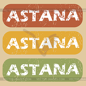 Vintage Astana stamp set - vector image