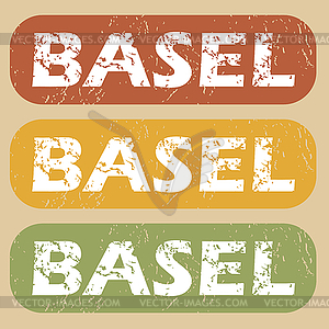 Vintage Basel stamp set - vector image