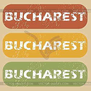 Vintage Bucharest stamp set - vector image