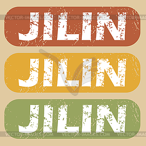 Vintage Jilin stamp set - vector clipart