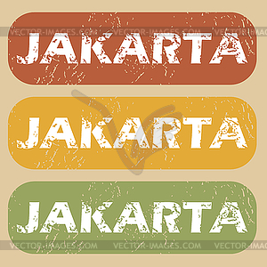 Vintage Jakarta stamp set - vector image