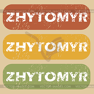 Vintage Zhytomyr stamp set - vector clipart