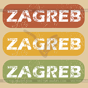 Vintage Zagreb stamp set - vector clip art