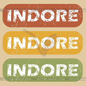 Vintage Indore stamp set - vector image