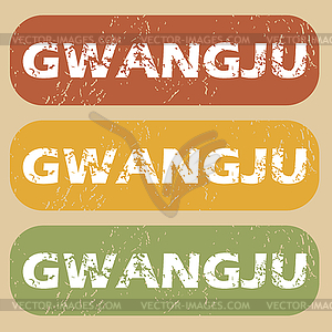 Vintage Gwangju stamp set - vector image