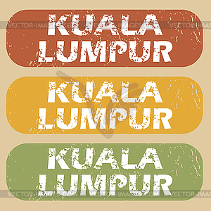 Vintage Kuala Lumpur stamp set - vector clip art