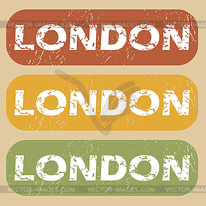 Vintage London stamp set - vector image