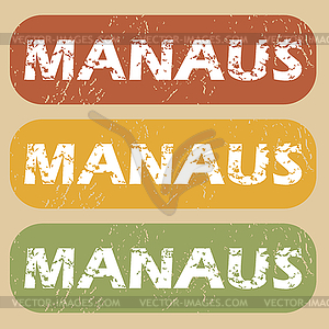 Vintage Manaus stamp set - vector image